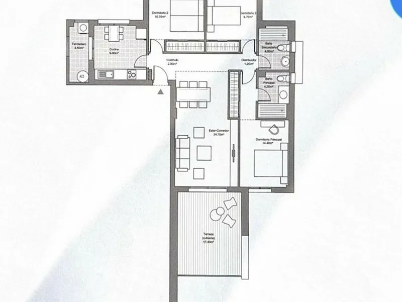 Ruim 3-slaapkamer appartement in La Cala Golf